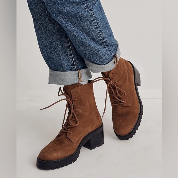 Madewell The Bradley Lace-Up Lugsole Boot Color Burled Wood Size 8 - Picture 4 of 16